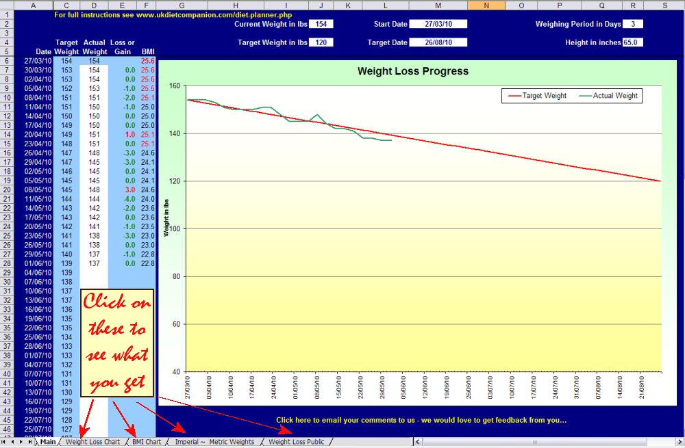  Diet Planner Main Sheet